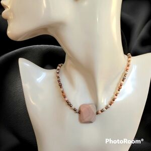 HANDMADE Botswana Agate Beaded Collar Necklace
